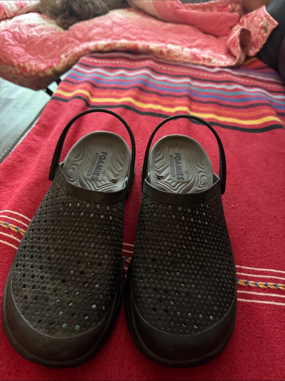 Foamtreads Dark Brown Ventilated Slip-On Clogs with Backstrap